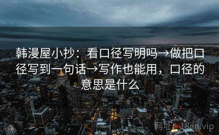 韩漫屋小抄：看口径写明吗→做把口径写到一句话→写作也能用，口径的意思是什么