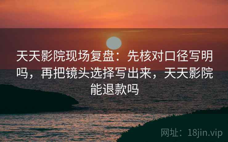 天天影院现场复盘：先核对口径写明吗，再把镜头选择写出来，天天影院能退款吗
