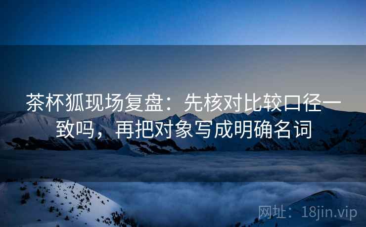 茶杯狐现场复盘：先核对比较口径一致吗，再把对象写成明确名词